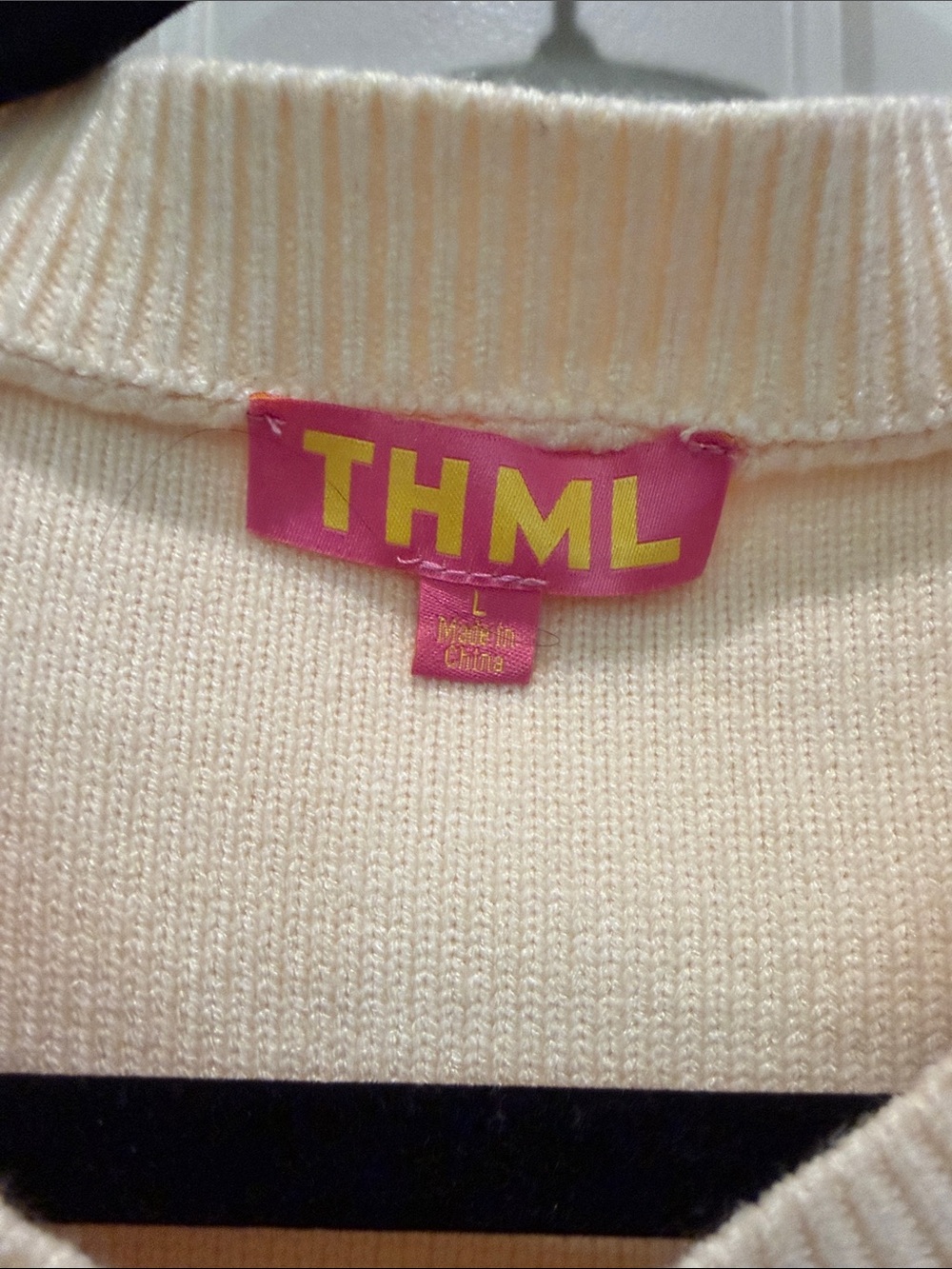 THML Cream Short-Sleeve Embroidered Knit Sweater with Colorful Stitches - Picture 2 of 6